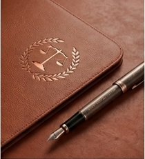 Leather legal portfolio and fountain pen